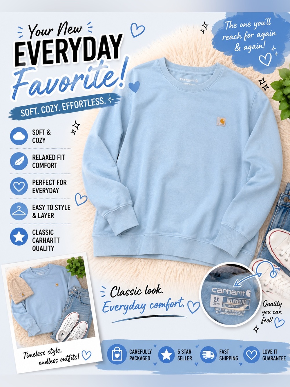 Carhartt Pale Blue Classic Crewneck Sweatshirt